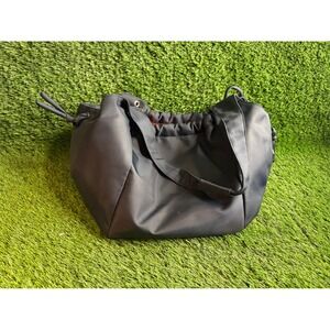 Groom Paris Navy Blue Nylon Shoulder Bag Tote Orange Lining Made in France